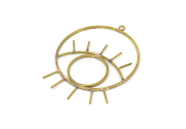 Brass Eye Charm, 4 Raw Brass Eye Charms With 1 Loop, Pendants, Earrings (43x35x1mm) D1313