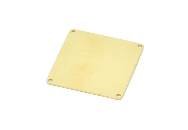 Pirinç Kare Charm, 4 Delikli Ham Pirinç Kare Charmlar, Kolye Uçları, Küpeler, Damgalama Boşlukları (30x0,80 mm) D0274