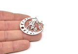 Steel Moon Charm, Stainless Steel Mushroom And Crescent Moon Shaped Charms With 1 Loop, Findings (38x36x0.80mm) SMP2058