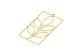 Brass Rectangle Charm, Raw Brass Branch Patterned Rectangle Shaped Charms With 1 Loop, Findings (46x25x0.80mm) SMP2064