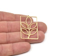 Brass Rectangle Charm, Raw Brass Branch Patterned Rectangle Shaped Charms With 1 Loop, Findings (46x25x0.80mm) SMP2064