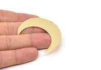 Gold Moon Charm, Gold Plated Brass Crescent Moon Charm With 1 Hole, Stamping Blanks (50x15x0.90mm) M836