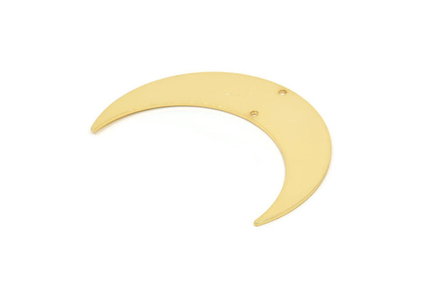 Gold Moon Charm, Gold Plated Brass Crescent Moon Charm With 2 Holes (46x11x0.80mm) M832 Q0346