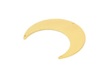 Gold Moon Charm, Gold Plated Brass Crescent Moon Charm With 3 Holes, Stamping Blanks (50x15x0.90mm) M839