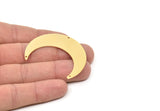 Gold Moon Charm, Gold Plated Brass Crescent Moon Charm With 3 Holes, Stamping Blanks (50x15x0.90mm) M839