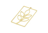 Brass Rectangle Charm, Raw Brass Branch Patterned Rectangle Shaped Charms With 1 Loop, Findings (46x25x0.80mm) SMP2068