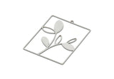 Steel Rectangle Charm, Stainless Steel Branch Patterned Rectangle Shaped Charms With 1 Loop, Findings (47x36x0.80mm) SMP2069