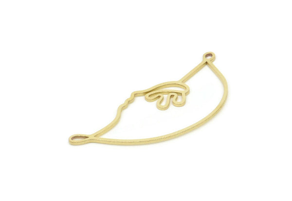 Brass Face Charm, Raw Brass Face Charms With 2 Loops, Face Earrings, Findings (42x18x0.80mm) SMP2076