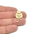 Brass Snowman Charm, Raw Brass Snowman Charms With 1 Hole, Winter Charms, Findings (34x16x0.60mm) SMP2077