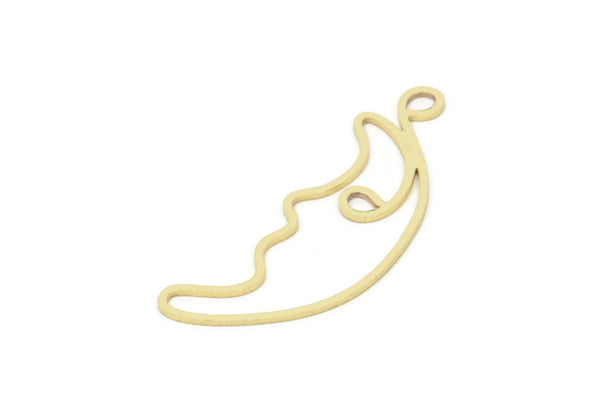 Brass Face Charm, Raw Brass Face Charms With 1 Loop, Face Earrings, Findings (41x15x0.80mm) SMP2080