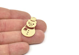 Brass Snowman Charm, Raw Brass Snowman Charms With 1 Hole, Winter Charms, Findings (34x17x0.60mm) SMP2082