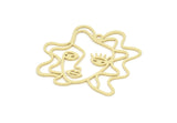 Brass Face Charm, Raw Brass Face Charms With 1 Loop, Face Earrings, Findings (40x43x0.60mm) SMP2084
