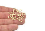 Brass Face Charm, Raw Brass Face Charms With 1 Loop, Face Earrings, Findings (40x43x0.60mm) SMP2084