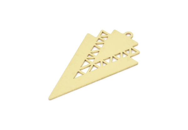 Brass Triangle Charm, Raw Brass Triangle Pendants With 1 Loop, Findings (36x19x0.60mm) SMP2085