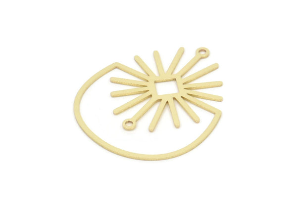 Brass Round Charm, Raw Brass Round Shaped Charms With 2 Loops, Pendants, Findings (34x28.5x0.60mm) SMP2086