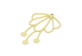 Brass Flower Charm, Raw Brass Flower Shaped Charms With 1 Loop, Findings (40x25x0.80mm) SMP2088