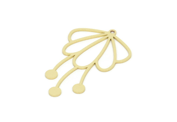 Brass Flower Charm, Raw Brass Flower Shaped Charms With 1 Loop, Findings (40x25x0.80mm) SMP2088
