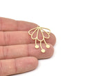 Brass Flower Charm, Raw Brass Flower Shaped Charms With 1 Loop, Findings (40x25x0.80mm) SMP2088