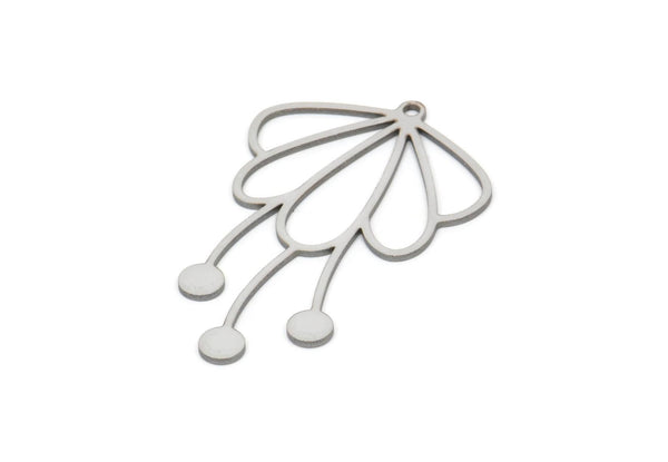 Çelik Çiçek Charm, 1 Döngülü Paslanmaz Çelik Çiçek Şeklinde Charmlar, Bulgular (40x25x0,80 mm) SMP2088