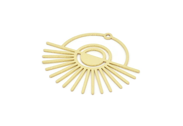 Brass Sun Charm, Raw Brass Rising Sun Shaped Charms With 1 Loop, Earring Findings (31x36x0.60mm) SMP2089