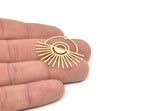 Brass Sun Charm, Raw Brass Rising Sun Shaped Charms With 1 Loop, Earring Findings (31x36x0.60mm) SMP2089