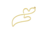 Brass Heart Charm, Raw Brass Heart Charms With 1 Loop, Heart Earrings, Pendants (45x18x0.80mm) SMP2092