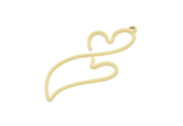 Brass Heart Charm, Raw Brass Heart Charms With 1 Loop, Heart Earrings, Pendants (45x18x0.80mm) SMP2092