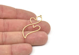 Brass Heart Charm, Raw Brass Heart Charms With 1 Loop, Heart Earrings, Pendants (45x18x0.80mm) SMP2092