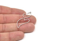 Steel Heart Charm, Stainless Steel Heart Charms With 1 Loop, Heart Earrings, Pendants (45x18x0.80mm) SMP2092