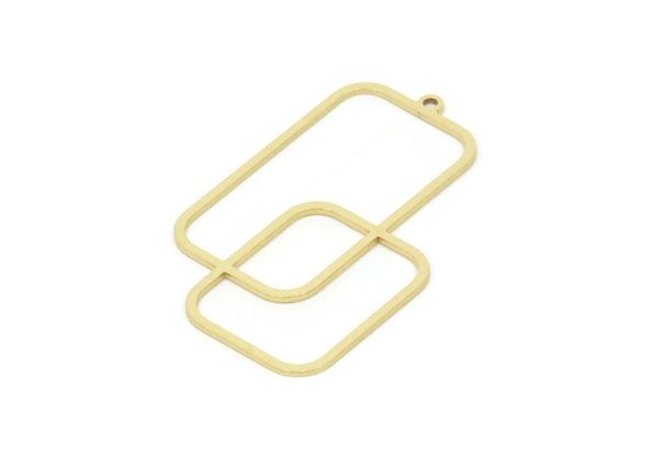 Brass Rectangle Charm, Raw Brass Rectangle Shaped Charms With 1 Loop, Findings (42x27x0.80mm) SMP2094
