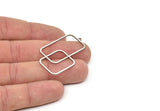 Steel Rectangle Charm, Stainless Steel Rectangle Shaped Charms With 1 Loop, Findings (42x27x0.80mm) SMP2094