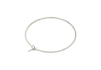 Silver Earring Wires, 24 Silver Tone Brass Earring Wires (35x0.70mm) Q0456
