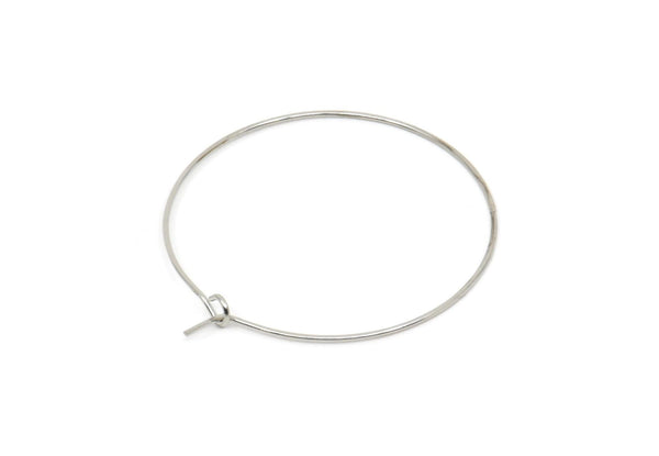 Silver Earring Wires, 24 Silver Tone Brass Earring Wires (35x0.70mm) Q0456