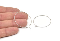 Silver Earring Wires, 24 Silver Tone Brass Earring Wires (35x0.70mm) Q0456