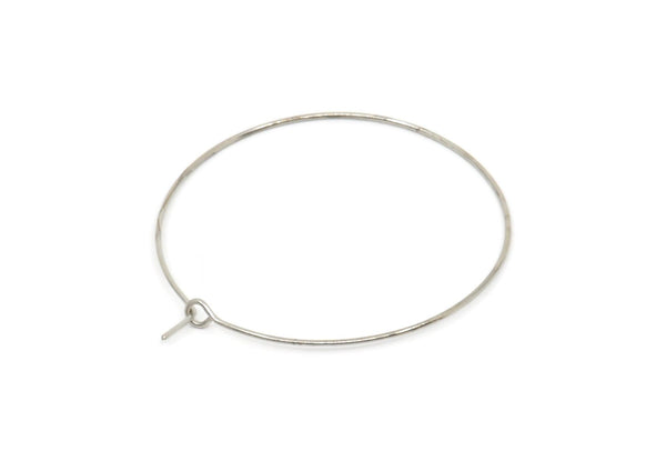 Silver Earring Wires, 24 Silver Tone Brass Earring Wires (40x0.70mm) Q0464