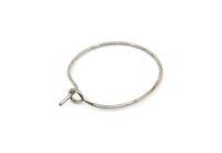 Silver Round Earring, 24 Silver Tone Brass Wire Round Earring Charms, Pendants, Findings (20x0.70mm) BS1243 E350