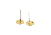 Gold Cabochon Earring, 8 Gold Plated Brass Cabochon Stud Earrings With 1 Hole (7x1mm) E077 A6668