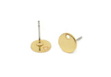 Gold Cabochon Earring, 6 Gold Plated Brass Cabochon Stud Earrings With 1 Hole (8x0.80mm) M045 A5739