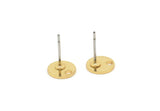 Gold Cabochon Earring, 6 Gold Plated Brass Cabochon Stud Earrings With 1 Hole (8x0.80mm) M045 A5739