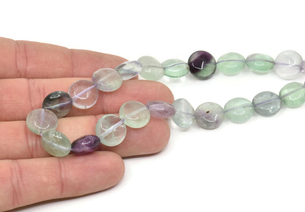 Gökkuşağı Florit Boncukları, Yuvarlak Değerli Taş Boncukları, Doğal Yeşil Florit Kristal Kuvars Boncukları, 13x8 mm Tam Telli Florit Değerli Taş T067
