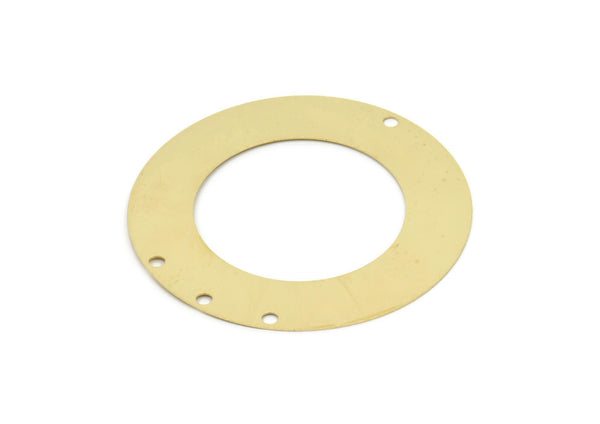 Pirinç Daire Charm, 4 Delikli Ham Pirinç Daire Charm, Küpe Parçaları, Geometrik Charmlar, Bağlantı Parçaları (52x10x0,4 mm) Y114