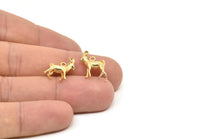 Gold Goat Charm, 2 Gold Plated Brass Goat Charm Earrings With 1 Loop, Pendants, Findings (13x16mm) N0998