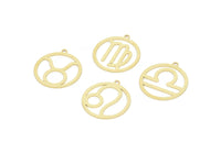 Brass Zodiac Charm, Raw Brass Zodiac Charms With 1 Loop, Pendants, Earring Charms, Findings (22x20x0.60mm) SMP2101