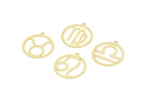 Brass Zodiac Charm, Raw Brass Zodiac Charms With 1 Loop, Pendants, Earring Charms, Findings (22x20x0.60mm) SMP2101
