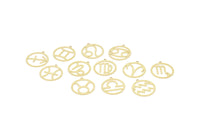Brass Zodiac Charm, Raw Brass Zodiac Charms With 1 Loop, Pendants, Earring Charms, Findings (22x20x0.60mm) SMP2101
