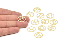 Brass Zodiac Charm, Raw Brass Zodiac Charms With 1 Loop, Pendants, Earring Charms, Findings (22x20x0.60mm) SMP2101