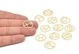 Brass Zodiac Charm, Raw Brass Zodiac Charms With 1 Loop, Pendants, Earring Charms, Findings (22x20x0.60mm) SMP2101
