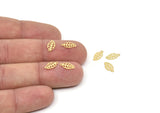 Gold Leaf Charm, 50 Gold Plated Brass Leaf Charms (10x5x0.40mm) Y222