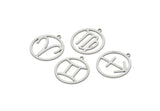 Steel Zodiac Charm, Stainless Steel Zodiac Charms With 1 Loop, Pendants, Earring Charms, Findings (22x20x0.80mm) SMP2101
