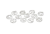 Steel Zodiac Charm, Stainless Steel Zodiac Charms With 1 Loop, Pendants, Earring Charms, Findings (22x20x0.80mm) SMP2101